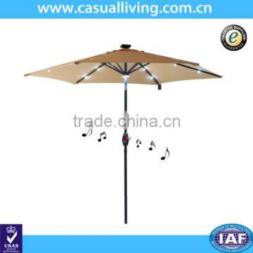 New Design 9 Feet Solar Powered LED Light Patio Umbrella with Bluetooth Speaker