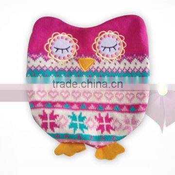 hot water bag with owl knitted cover