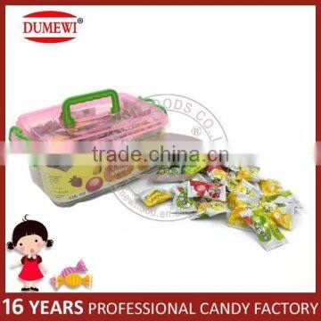 Halal Tablet Center Filled Fruit Hard Candy in Square Jar