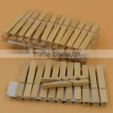 Mini Clothes Pins Plain Small Natural Color Wooden Craft Clip With Metal Spring 25mm photo-4