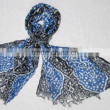 Rayon Printed Scarves With Crinkle