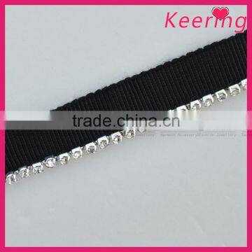 fashionable black tape pretty rhinestone decorative trim for garment WTPE-020