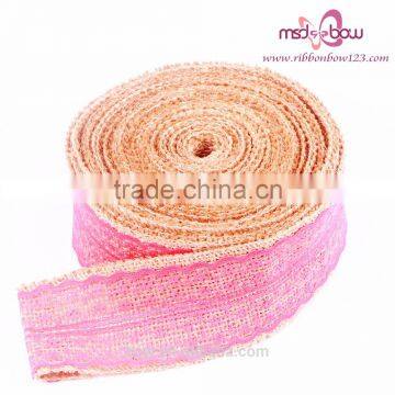 Wholesale Natural White Lace Trim Tape Jute Burlap Ribbon photo-3