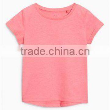 2017 Hot Sales Children Girls O-neck Short Sleeve T-shirt Pure Color photo-2