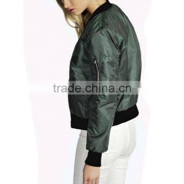 Guangzhou Clothing Ladies Top Latest Design Satin Bomber Jacket photo-2