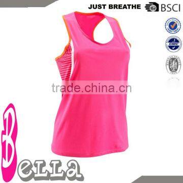 neon pink color custom girls polyester elastane breathable active tennis top