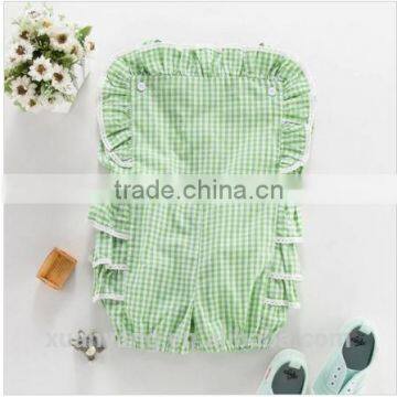 High quality 100%cooton kids clothes green gingham bubble wholesale newborn baby clothes romper