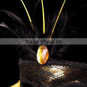 High End Mysterious Indian Style Ball Mask Indian Headdress Feather Party Mask for Sale photo-4