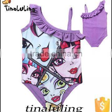 2015 latest summer girls cartoon swimwear children one piece bathing suits kids Swimsuits