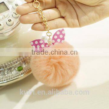 Hot Selling New Rabbit Pom Pom Fur Ball Bow Cell Phone Keychain Pendant Charm Key Chain Mirror Case For IPhone photo-5