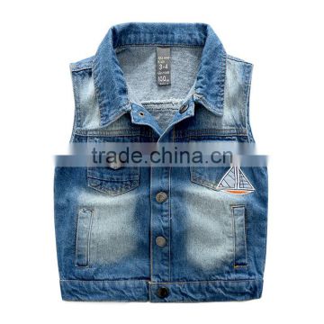 S33416W Boys Vest Denim Kids Cowboy Vest Waistcoat Sleeveless Jean Jackets