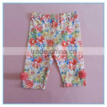 Wholesale custom super comfortable cotton fabric girl's floral leggings Stretch colorful pants trousers