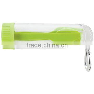 Portable Cutlery Set - Includes Fork, Knife and Spoon in Transparent Storage Case With Handy Aluminum Carabiner photo-2