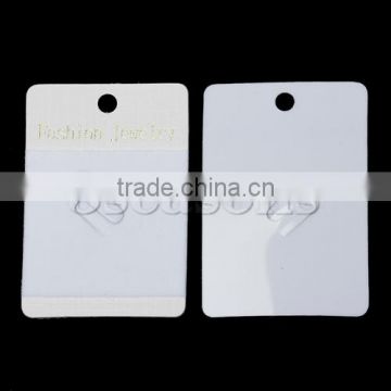 Plastic Jewelry Brooch Display Card Rectangle White 70mm x 49mm,20 PCs