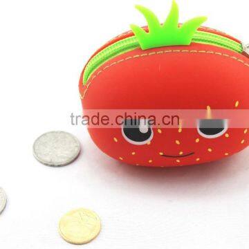 Cute Strawberry Fruit Series Rubber TPR Cartoon Silicone Wallet for Kids photo-2