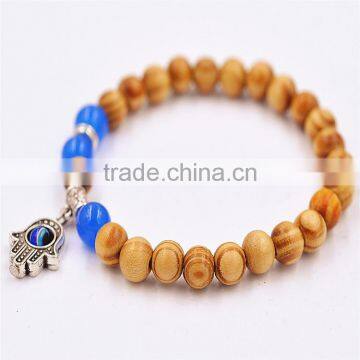 Fashion Wooden Bracelet With Fatima Hand Accessories Bead Bracelet photo-3