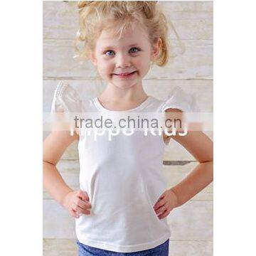 Fashion white short sleeve eyelet top layering baby girls top design girls latest fancy tops