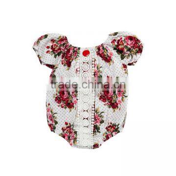 2017 Floral Printed Infant Jumpsuit 100% Cotton Fluffy Sleeve Baby Romper