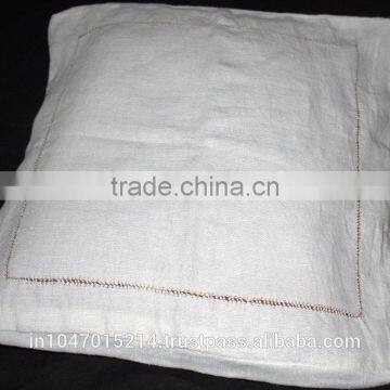 Linen cushion cover with hem stitch -- hand woven