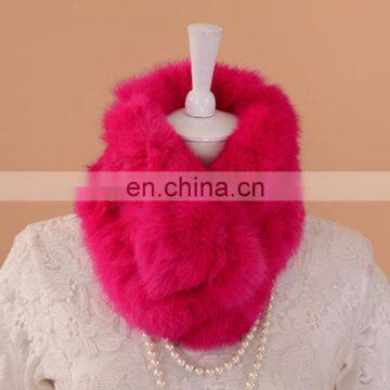 Custom solid color rabbit fur scarf promotional price rabbit fur neck warmer