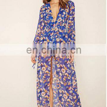 Best Sex Position Floral Maxi Skirt Chiffon Romper Sexy Women Long Sleeve Jumpsuits