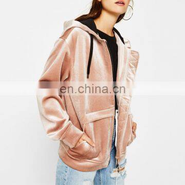 Comfortable Cool Design Velvet Zip Up Hoodie