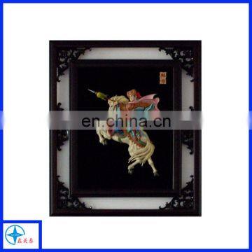 XMT self-develpoed wooden frame with fresco, historical heroes relief frame for wall decoration