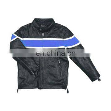 Blue Black Leather Kids Jacket Classic Style