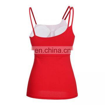 Red Three Straps Sports Sleeveless Sport Vest Women Gym Fitness Tank Top photo-4