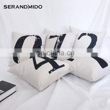 Popular Promotional Number Design Cotton Linen Cushion cover