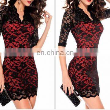 mature women lace deep v dress