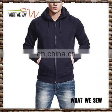 OEM customized high quality plain stringer hoodies Men's raglan zip-up hoody sports jacket design