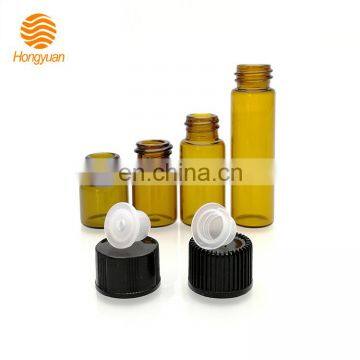 Essential oil 1ml 2ml 3ml 4ml 5ml 1/4 Dram amber clear blue Glass Vial bottles With Orifice Reducer Black Cap