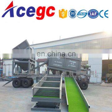 Mini Mobile gold mining washing plant with vibrating feeder