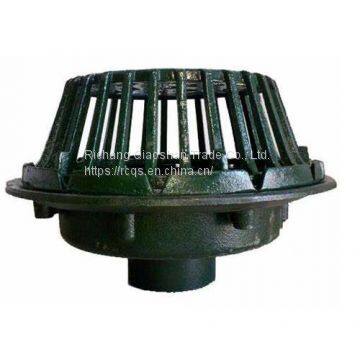 Large Sump 15 Inches Cast Iron Roof Drain with 8 Inch No-Hub Outlet for Roof Drainage