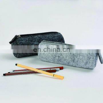 black color eco-friendly reusable lady pouch zipper pencil bag felt organizer pen sleeve