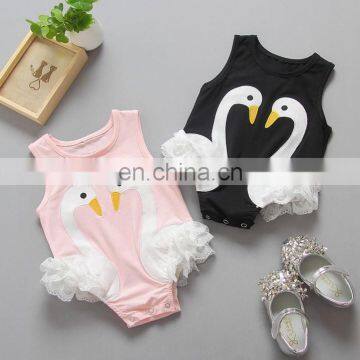 Fashion Swan Lace Summer Princess Cotton Newborn Baby Romper photo-2