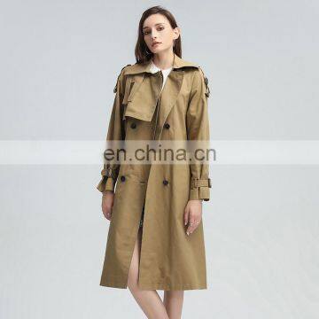 TWOTWINSTYLE Women Windbreaker Lapel Long Sleeve High Waist Sashes Casual Asymmetric Patchwork