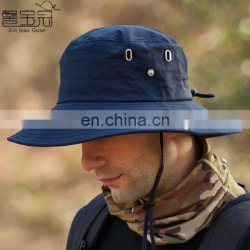 Cheap Foldable Sun Custom Bucket Hat Summer Cotton Cap Wholesale Fishing Boonie Brim Sun Safari Hat With Strings photo-4