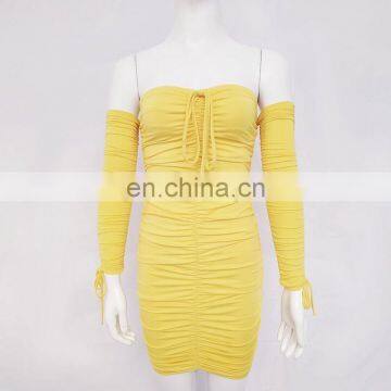 Lady off Shoulder Dress Flat Shoulder Long Sleeve Sexy Dress photo-3