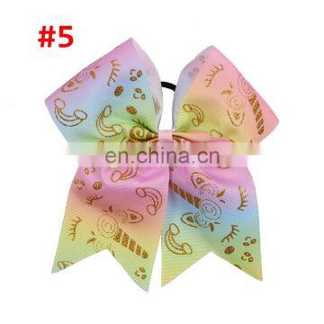 7-8inch Girl jojo Hairbands Children Cartoon colorful unicorn mermaid print hair bows Ponytail 11colors