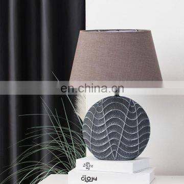 Hotel Decoration Living Room Ornaments Gray Ceramic Table Lamp Engraving Design Retro Desk Lamp photo-2