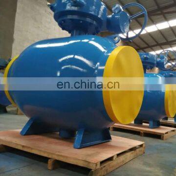 ASME Standard  GB Fully Welded Blue Painting Ball Valve With Worm Gear For Gas Water