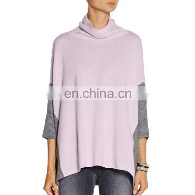 Ladies Turtle neck Loose Sweater Three Quarter Sleeve Sweater 12GG