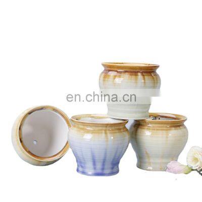 Color glazed ceramic succulent flower pot container