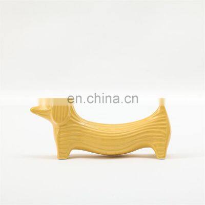 Home Decor Accessories Ceramic Ornament Dachshund Animal Sculpture for Living Room photo-4