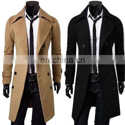 Custom-made extra-large wool multi-button men's slim long suit jacket men's long coat