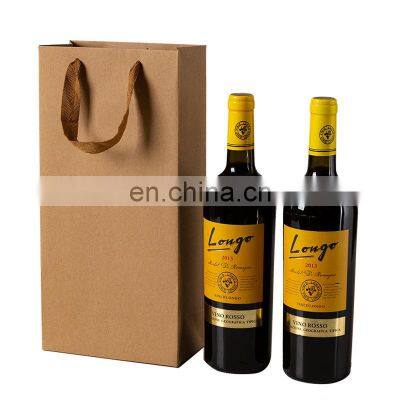 Custom Luxury Whisky Champagne Craft Packaging Gift Wine Bottle Kraft Paper Bag