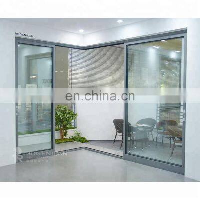 Thermal break ultra narrow frame aluminum balcony corner sliding glass doors