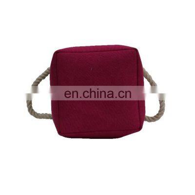 Red Cubes Linen Canvas Toy Gift Hamper Organizer Woven Folding Storage Basket With Handle photo-5